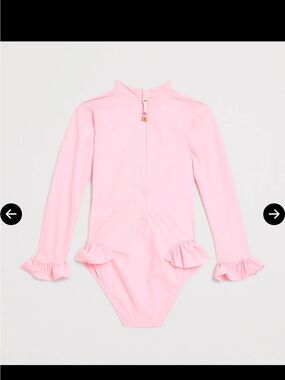 Long-Sleeve Pink Ruffle Zip One-Piece Swimsuit
